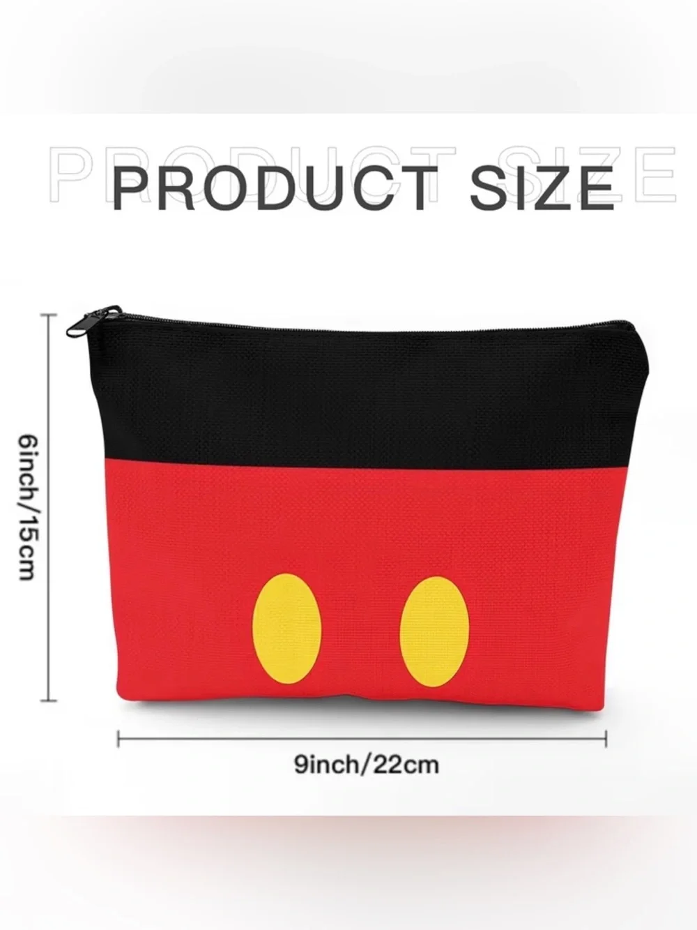 NWT-Mickey Mouse Signature Buttons Double-Sided Artwork Cosmetic Make-Up Bag